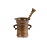 Mortar engraved with handle in the shape of dolphins, Original plunger, 16./17. Century