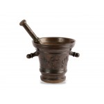 Very fine mortar with pestle, Coat of arms cartouches on both sides, 16./17. Century