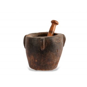 Mortar with pestle, 16./17. Century, Wood cut
