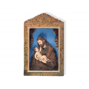 High quality wax bossing, Joseph with the child, South German