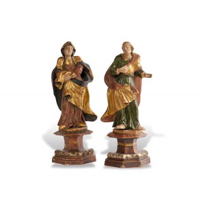 Two assistant figures Mary and John the Evangelist, South German, 18th century