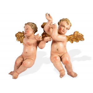 Pair of flying angels, South German, Middle 18th century