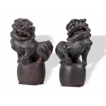 Pair of cast iron guardian lions, China, 16th - 18th century
