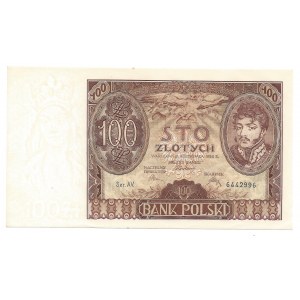 100 złotych 1934 - AV - dodatkowy znak wodny dwie kreski na dolnym marginesie -