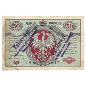 50 marek polskich 1916 - fałszerstwo - wyłapany - ostemplowany