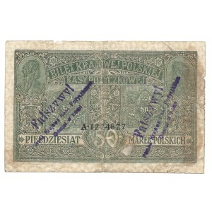 50 marek polskich 1916 - fałszerstwo - wyłapany - ostemplowany