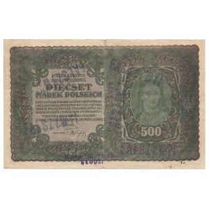 500 marek 1919 - II Serja D - fałszerstwo - wyłapany - ostemplowany