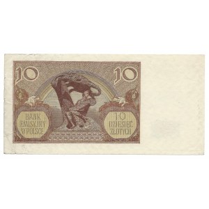 10 złotych 1940 - L - fałszerstwo - adnotacje na marginesie L.Dz 2659 Eksp / 48