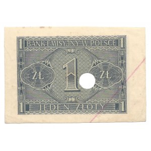1 złoty 1941 - skasowany - bez serii oraz numeracji - destrukt -