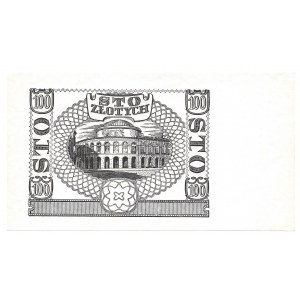 Czarnodruk rewersu 100 złotych 1940 - bez serii oraz numeracji -