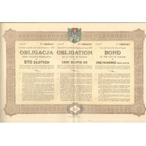 Obligacja miasta stołecznego Poznania - 100 złotych 1927 -