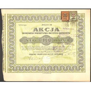Lwowskie Towarzystwo Akcyjne Browarów - 100 złotych 1928 -