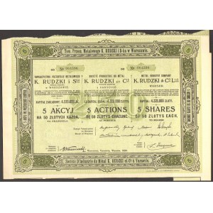 Towarzystwo Przemysłu Meatolwego K. RUDZKI - 5 x 50 złotych 1926 -