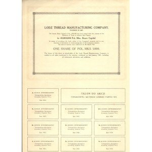 Towarzystwo Akcyjne Łódzkiej Fabryki Nici - 1 x 5000 marek 1922 -