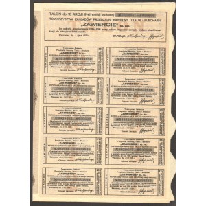 Towarzystwo Zakładów Przędzalni Bawełny Tkalni i Blecharni ZAWIERCIE - 10 x 100 złotych 1929 -