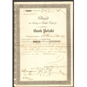 Bank Polski - dowód złożenia depozytu - 132 rubli srebrem i 70 kopiejek 1846