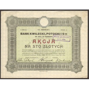 Bank KWILECKI, POTOCKI i S-ka - 100 złotych 1927 - Emisja I