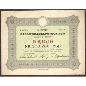 Bank KWILECKI, POTOCKI i S-ka - 100 złotych 1927 - Emisja II