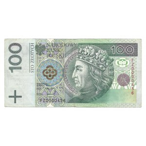 100 złotych 1994 - FZ - 0000456 - bardzo niska numeracja