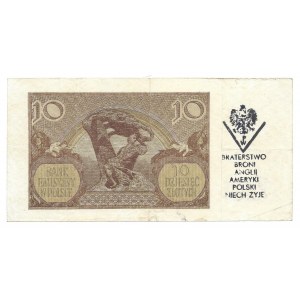 10 złotych 1940 - stempel - BRATERSTWO BRONI ANGLII AMERYKI POLSKI... - ilustrowany w LUCOW