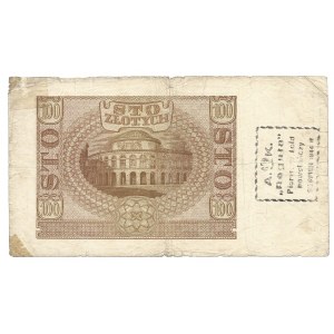  100 złotych 1940 - A.-K. / Reguła” / Pierwszy żołd / powstańczy / SIERPIEŃ 1944 R.