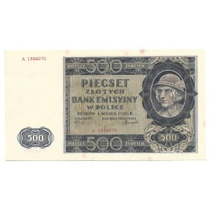 500 złotych 1940 - numeracja falsu londyńskiego A 13......