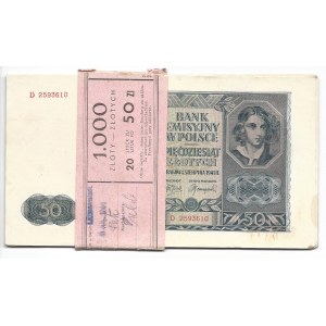 50 złotych 1941 - D - pełna paczka bankowa 20 sztuk -