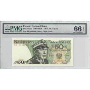 50 złotych 1975 - BB - PMG 66 EPQ - ciekawa numeracja 0400200