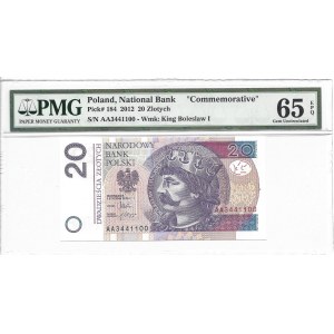 20 złotych 2012 - AA - PMG 65 EPQ -