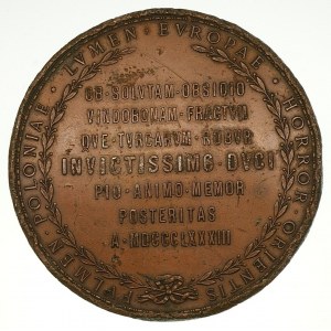 Jan III Sobieski 1883 - 200 lecie odsieczy Wiedeńskiej - medal autorstwa Józefa Tautenhayna