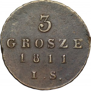 Księstwo Warszawskie- Fryderyk August I - 3 grosze 1811 - IS