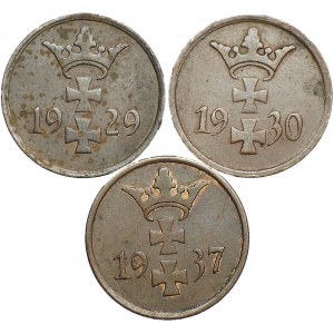 Gdańsk - 3 x 1 fenig 1929, 1930,1937 -