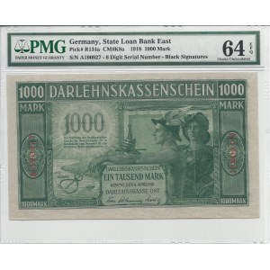 Kowno - 1000 marek 1918 - numeracja 6 cyfrowa - PMG 64 EPQ -