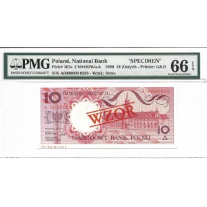 10 złotych 1990 - A - WZÓR / SPECIMEN - PMG 66 EPQ