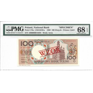 100 złotych 1990 - A - WZÓR / SPECIMEN - PMG 68 EPQ