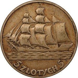 5 złotych 1936 - Żaglowiec -