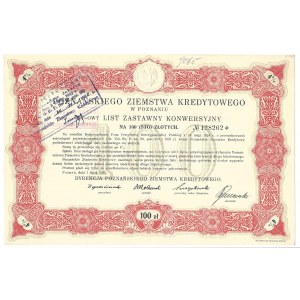 List zastawny Poznańskiego Ziemstwa Kredytowego - 100 złotych 1925 -