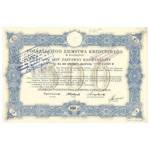 List zastawny Poznańskiego Ziemstwa Kredytowego - 500 złotych 1925 -