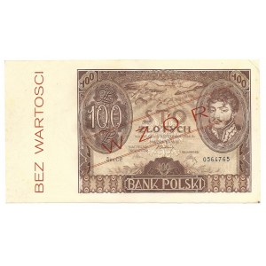 100 złotych 1934 - WZÓR - BEZ WARTOSCI - fałszywy nadruk -