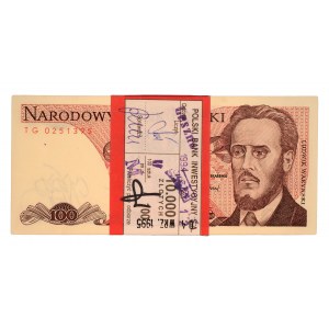 Paczka bankowa - 100 złotych 1988 - TG - 100 sztuk