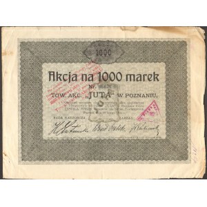 Towarzystwo Akcyjne JUTA w Poznaniu - 1000 marek 1921 - 