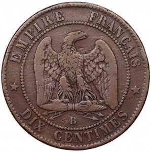 Francja - Napoleon III - B - 10 centimes 1855 - upiększony