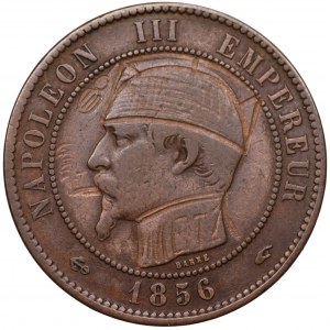 Francja - Napoleon III - B - 10 centimes 1856 - upiększony