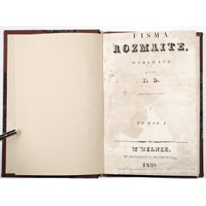 Dobkiewicz F., PISMA ROZMAITE, t.1, Wilno 1838 [Litwa, Łuck, Herulowie, przesądy]