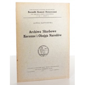 Karwasińska J., ARCHIWA SKARBOWE KORONNE I OBOJGA NARODÓW, 1929