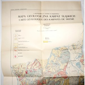 Nowak J., MAPA GEOLOGICZNA KARPAT ŚLĄSKICH, 1937 [2x barwna mapa dużego formatu]