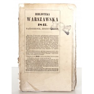 BIBLIOTEKA WARSZAWSKA, 1847 [O zakładach przemysłowych w guberni moskiewskiej, Wiadomości o rękopismach zawierającyc w sobie rzeczy polskie, w archiwach rzymskich]