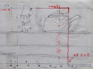 Film pod strasznym tytułem - plonek Chobołt - layout animacji proj. Leszek Gałysz [ca 1992]