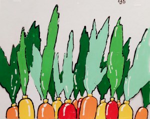 Jacek i Placek O dwóch takich co ukradli księżyc - marchewkowe pole - folia animacyjna proj. Leszek Gałysz [95 / ca 1984]