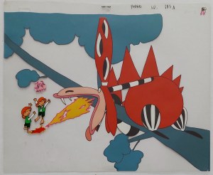 Jacek i Placek O dwóch takich co ukradli księżyc - Czarownik zamieniony w smoka - folia animacyjna proj. Leszek Gałysz [UJ187A / ca 1984]
